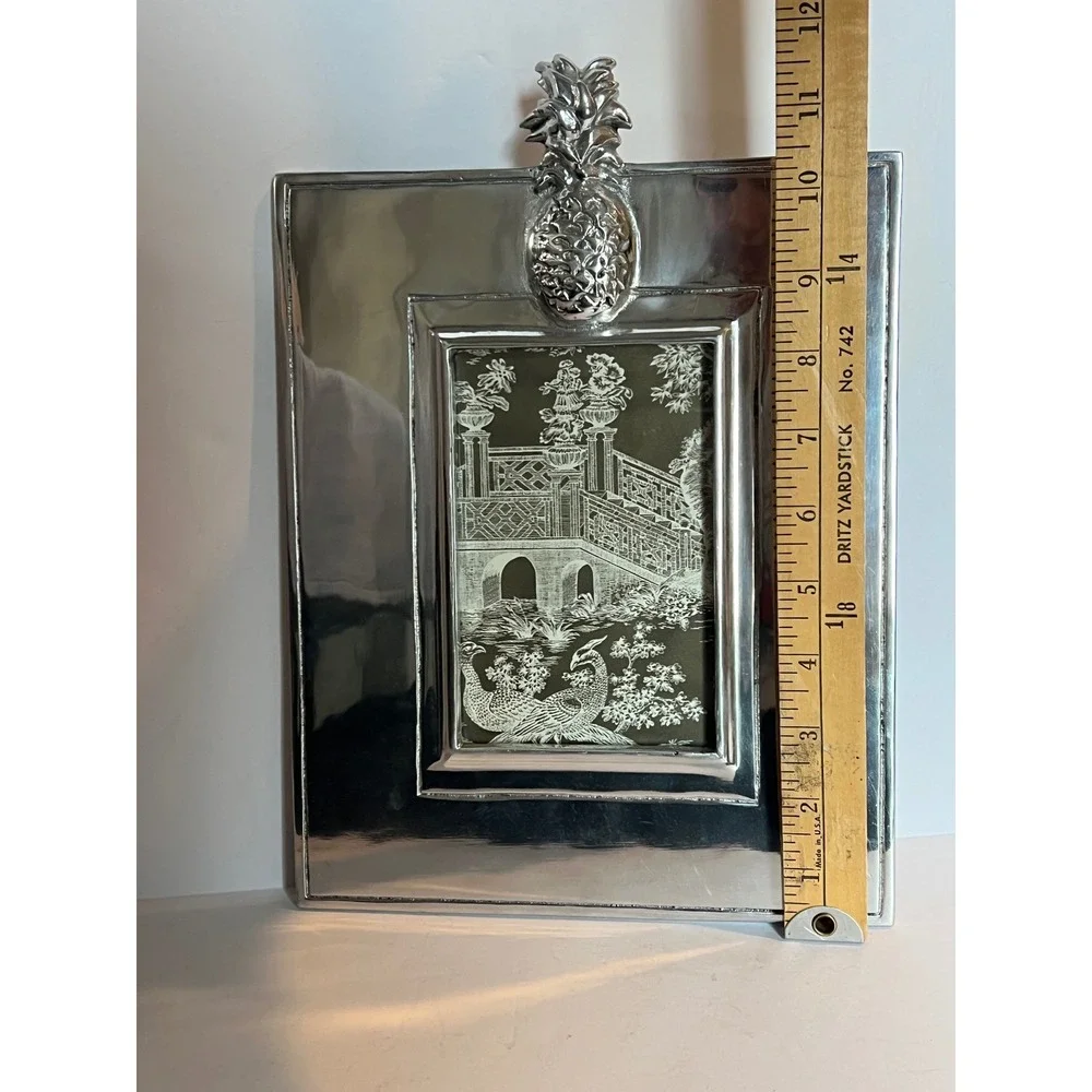 Mariposa Brillante Pineapple Picture Frame Silver Recycled Aluminum 4x6 Mexico